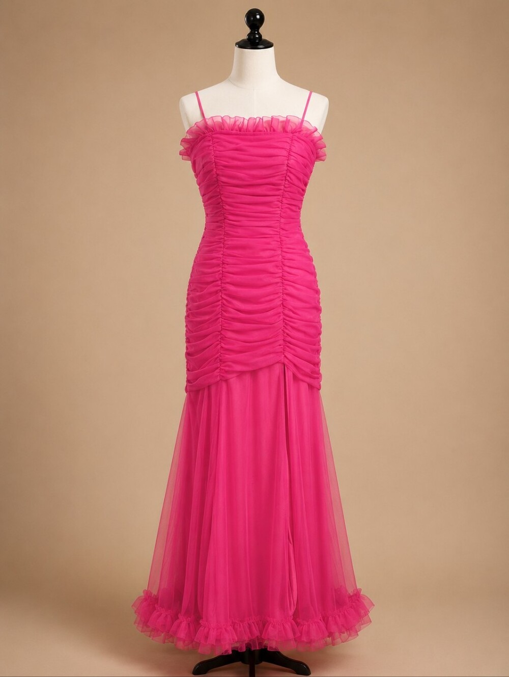 Blondie Nites Hot Pink Ruched Prom Gown Size 0 - Picture 2 of 4